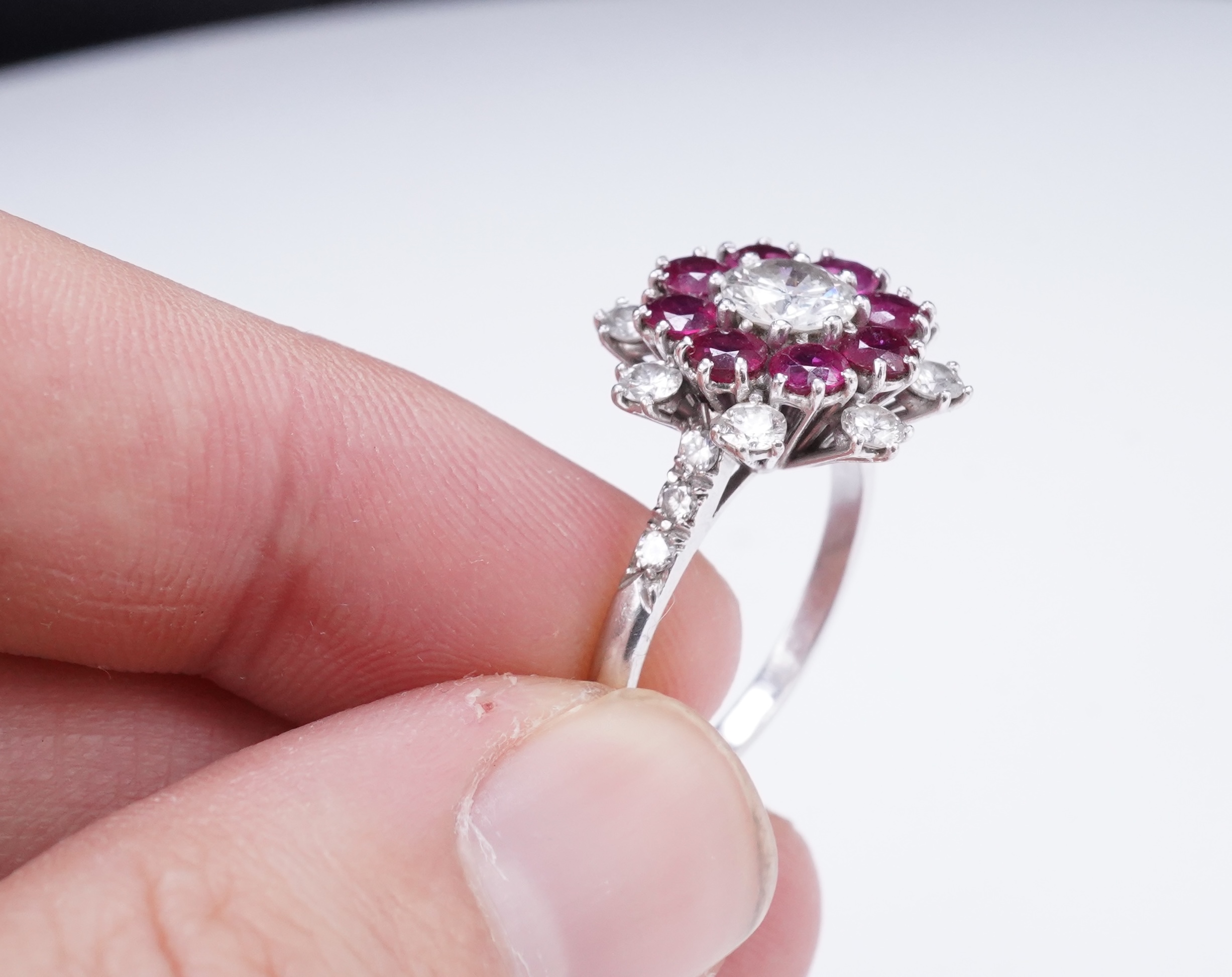 A ruby and diamond ring